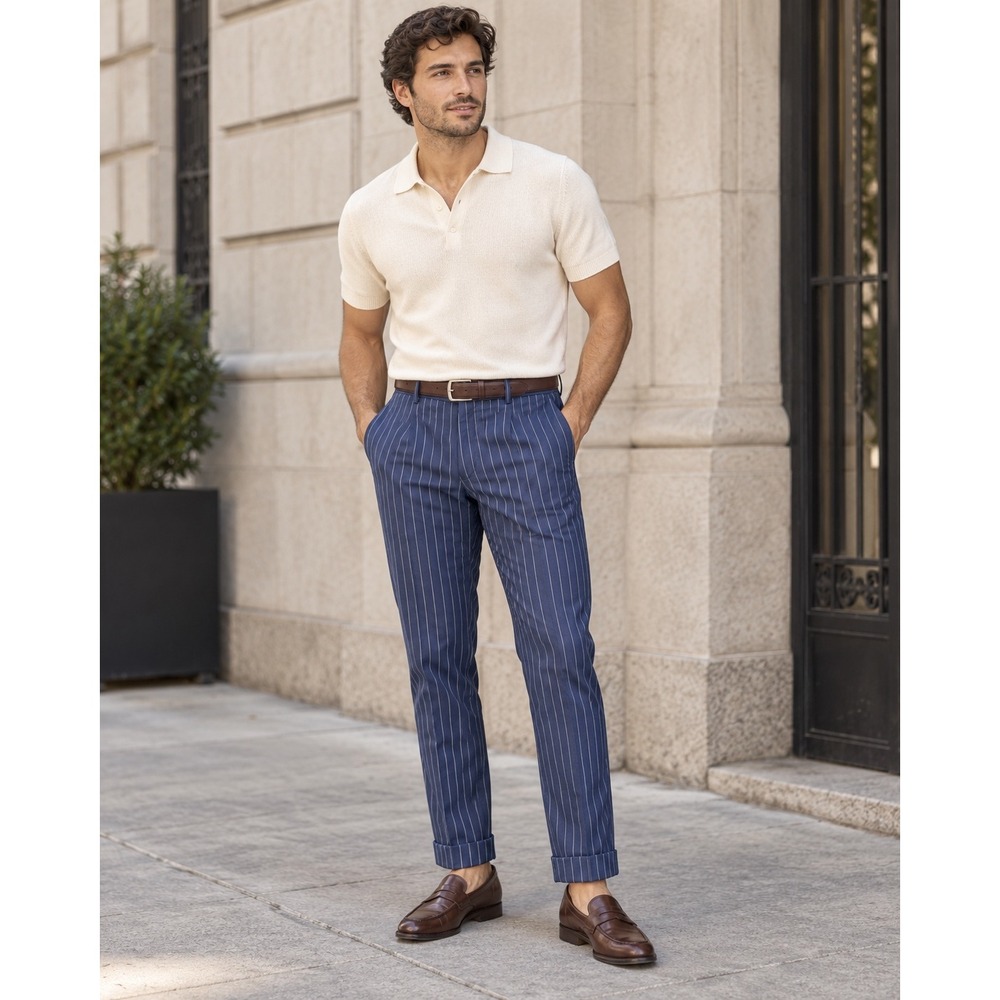 Polo Ralph Lauren Linen Blend Pinstripe Pants Mens 36x30 Navy NWT